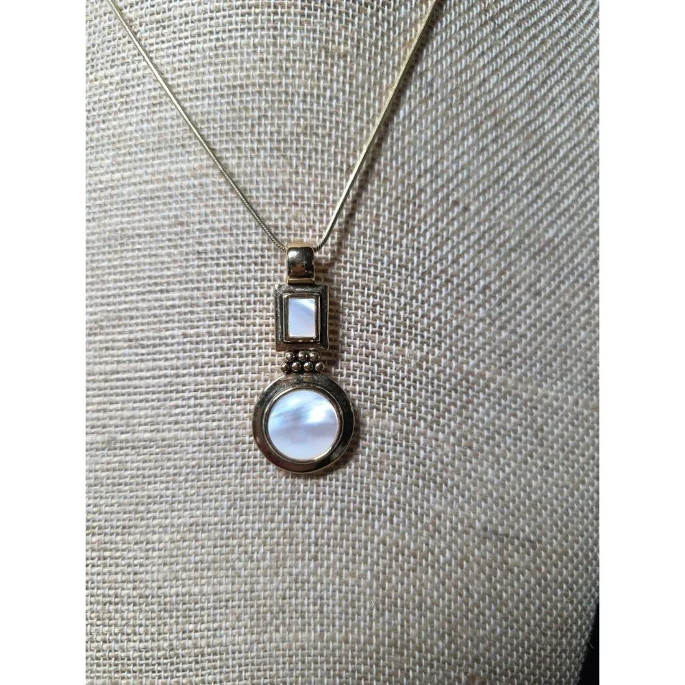 Lia Sophia Mother Of Pearl Goldtone Modernistic Pendant Necklace